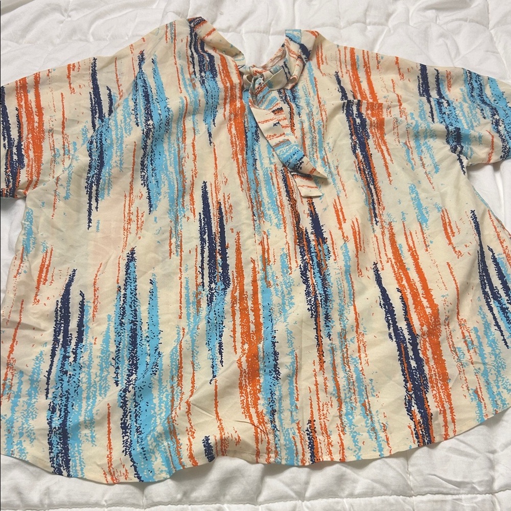 SHEIN Shirt with Orange and Blue Stripes